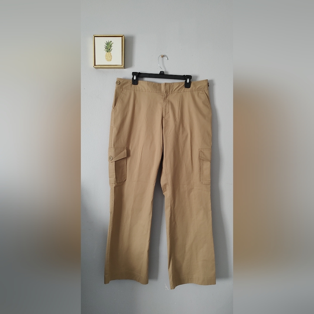 Gap Cargo Pants Women Size 16 Color Beige Straight Leg 6 Pockets New Zipper